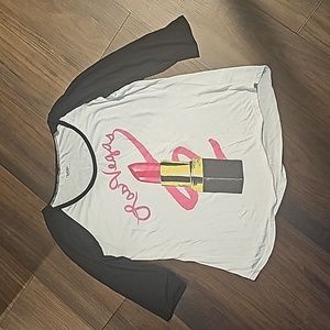 Lauren Moshi Frankie Baseball Tee, Las Vegas Lipstick, Size M
